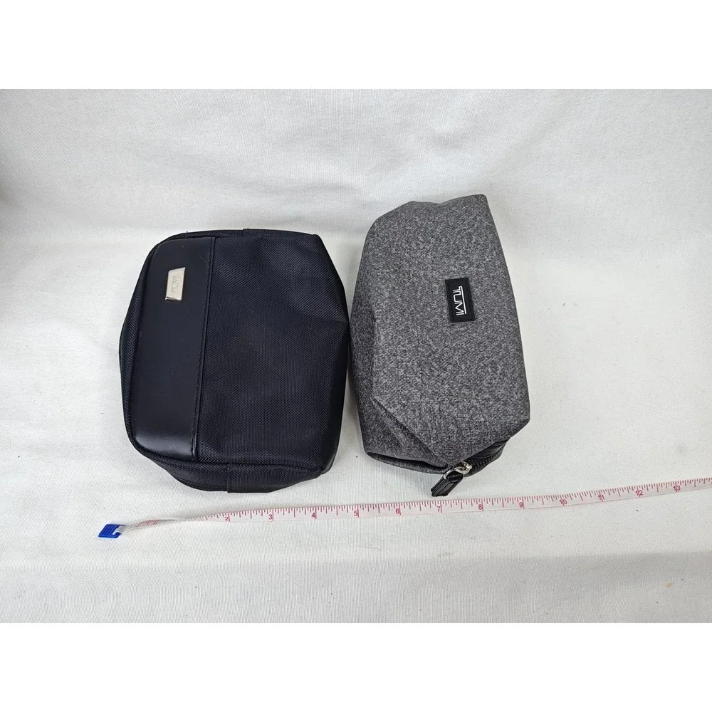 TUMI For Delta Travel Toiletry Bag Case Set Of 2 Black Gray Lot Of 2